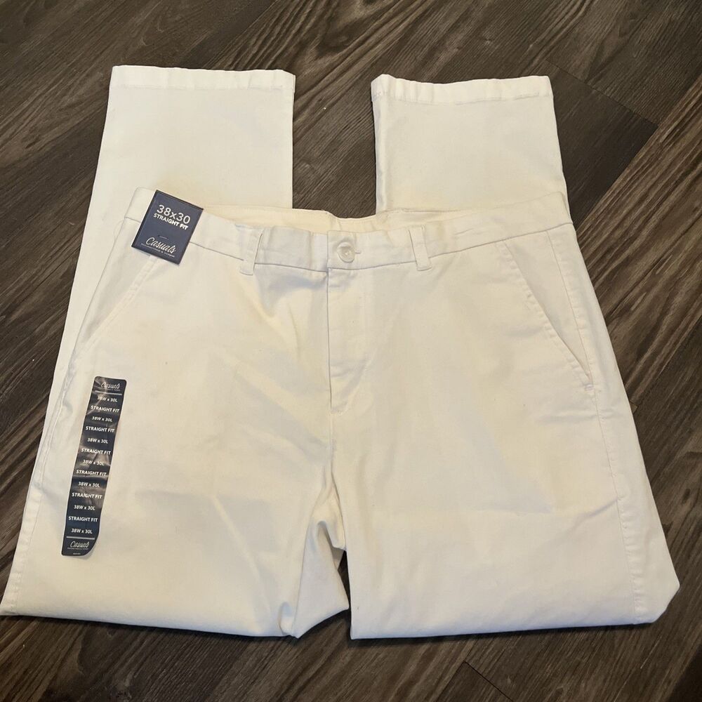 ROUNDTREE & YORKE Casual Men’s Khakis Pants Straight Leg Bright White Size 38x30